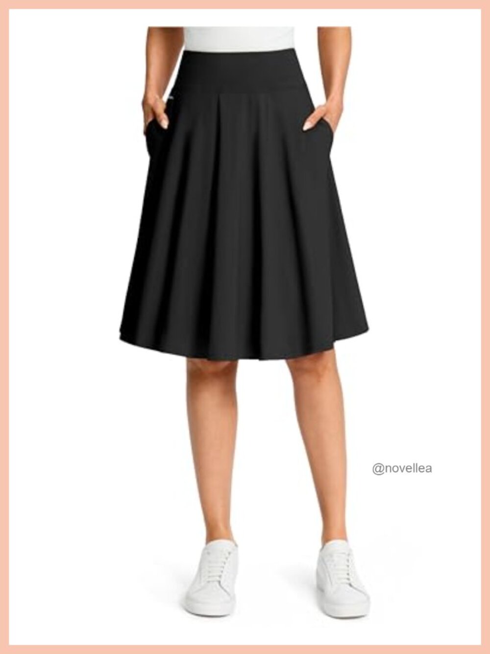 24" Knee Length Skort with Pockets Built-in Shorts Stretch Golf Tennis